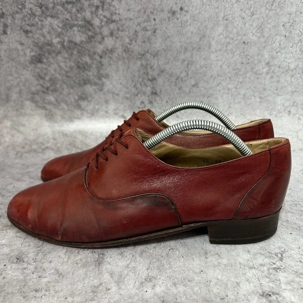 Bruno Magli Fulton Oxford Mens 9.5 Brown Leather Dress Shoes Italy Plain Toe Bal
